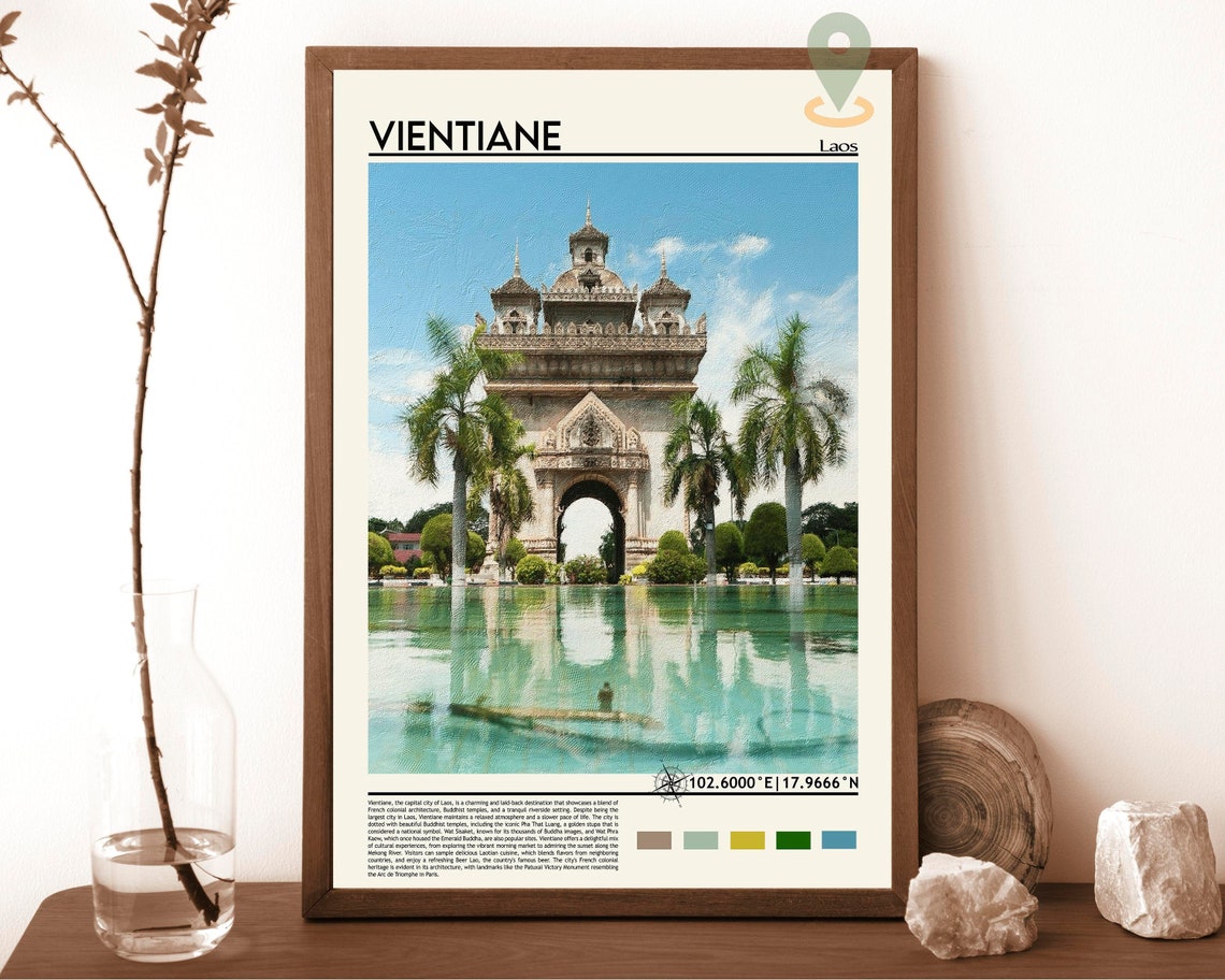 Vientiane Print Vientiane Poster Vientiane Wall Art Vientiane Travel Vientiane Art Print Vientiane Artwork Vientiane City Laos Print