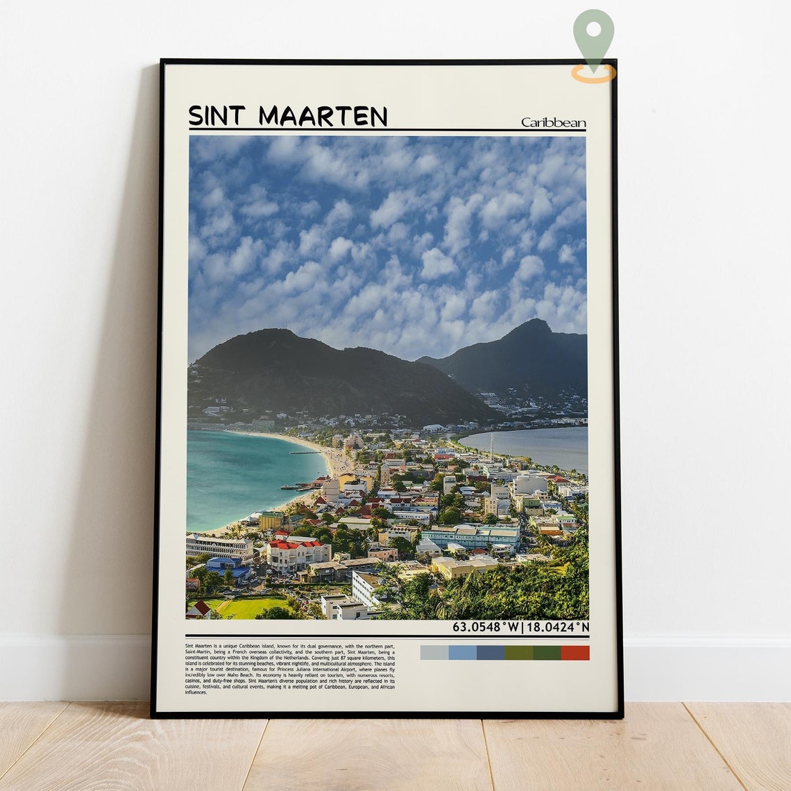 Sint Maarten Caribbean Bay City Hills Coast Photo Travel Poster - Image 4
