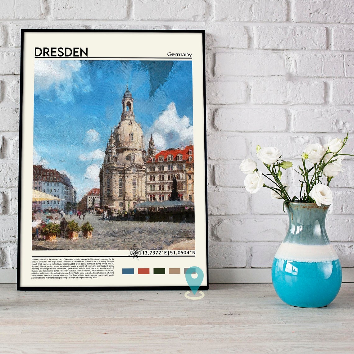 Dresden Germany Frauenkirche Baroque Dome City Square Travel Poster - Image 5