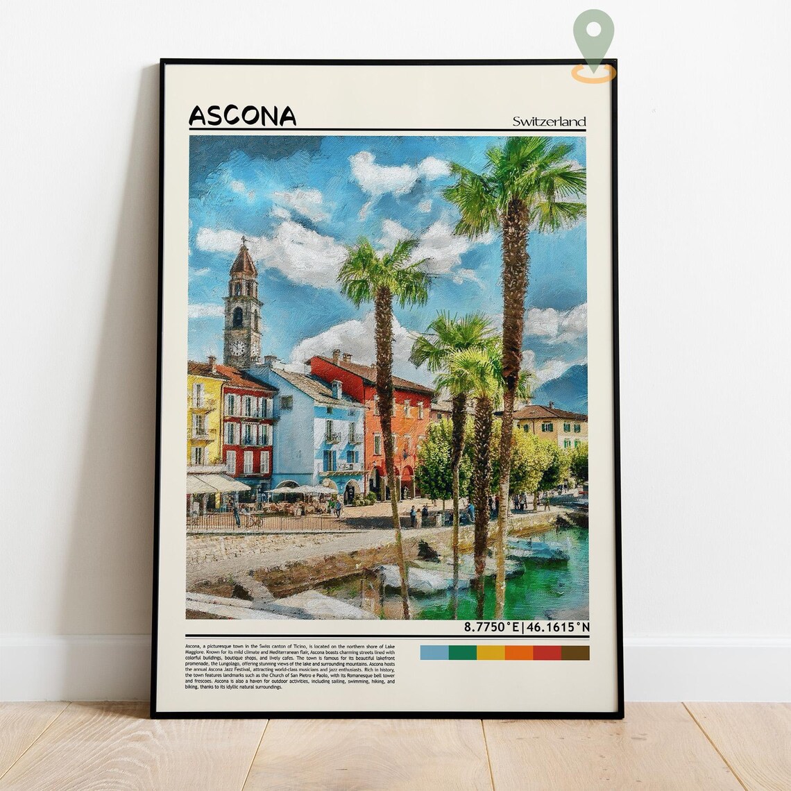 Ascona Switzerland Lake Maggiore Colorful Waterfront Photo Poster - Image 4