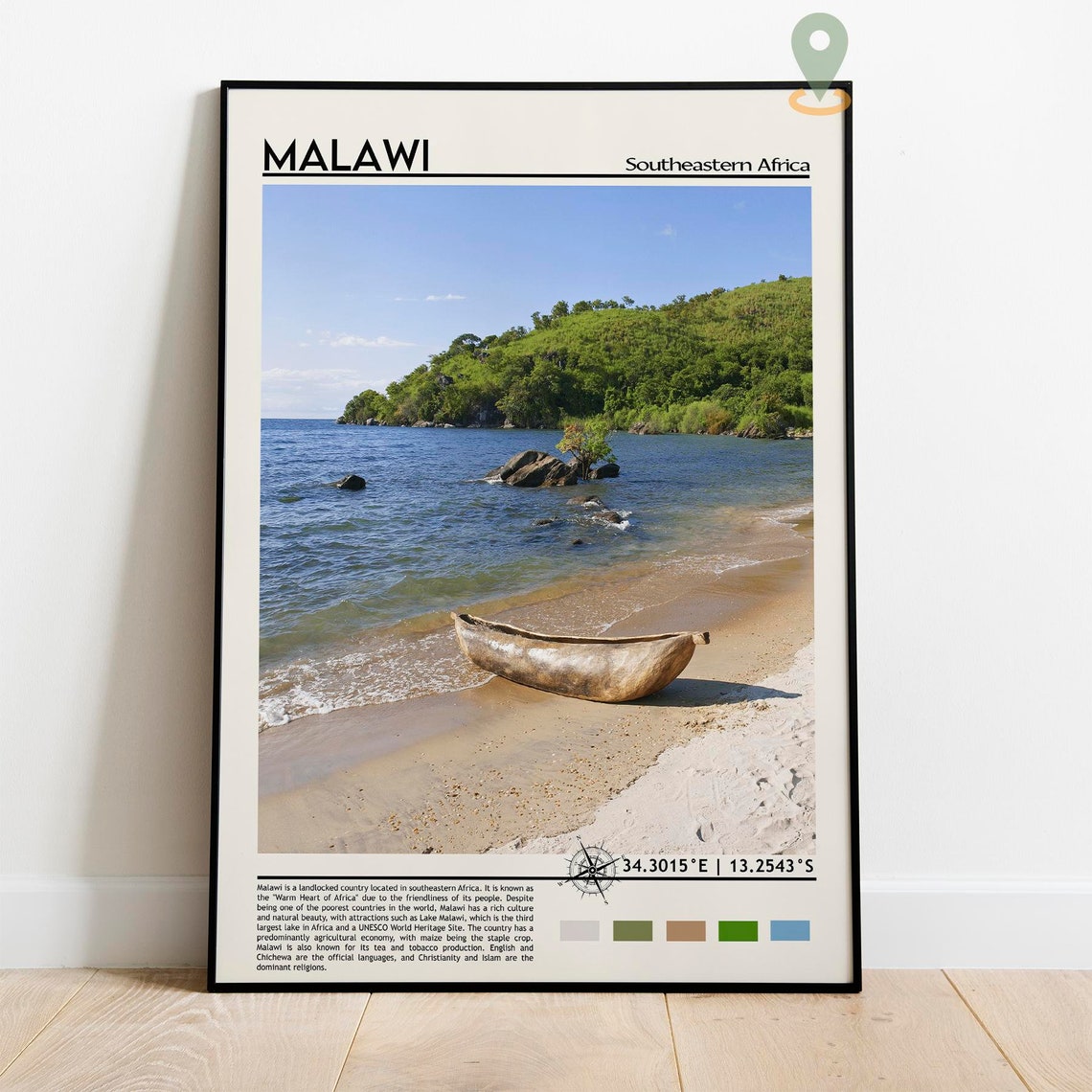 Malawi Southeastern Africa Lake Shore Wooden Canoe Beach Poster - Image 5