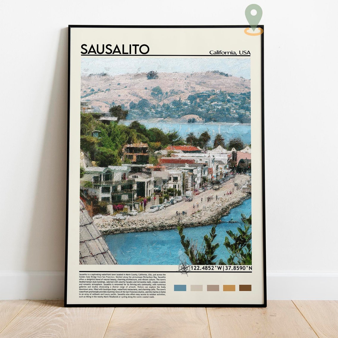Sausalito California Waterfront Town Photo Bay Area Travel Wall Art - Image 2