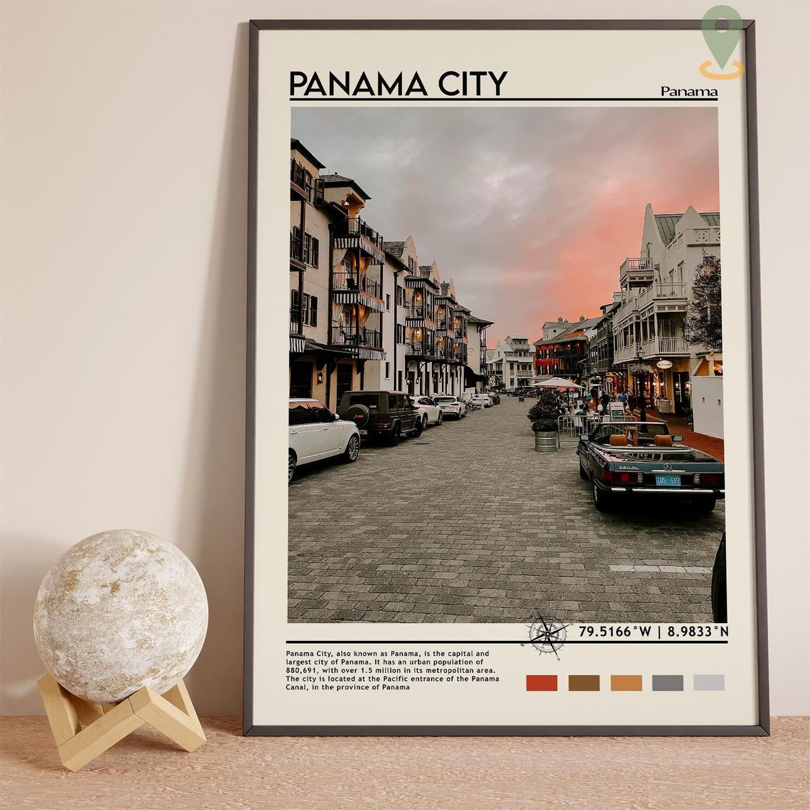 Panama City Panama Casco Viejo Cobblestone Street Sunset Poster - Image 3