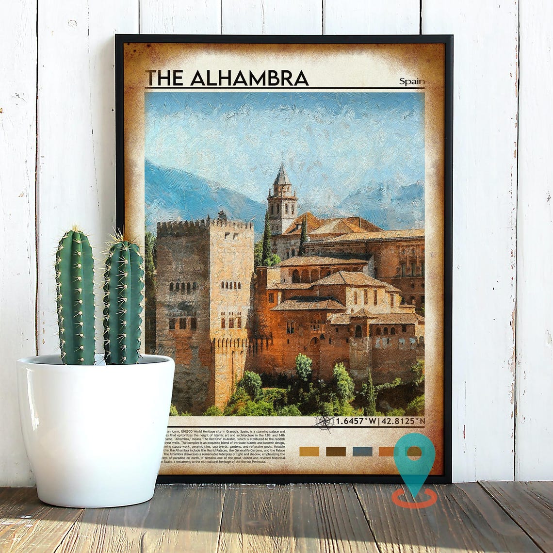 The Alhambra Palace Granada Spain Watercolor Architecture Poster - Image 2