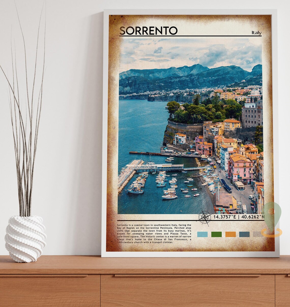 Sorrento Italy Cliffside Marina Colorful Harbor Bay View Poster - Image 4