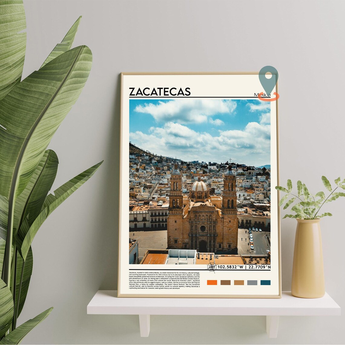 Zacatecas Mexico Cathedral Twin Tower Colonial City Travel Poster - Image 5