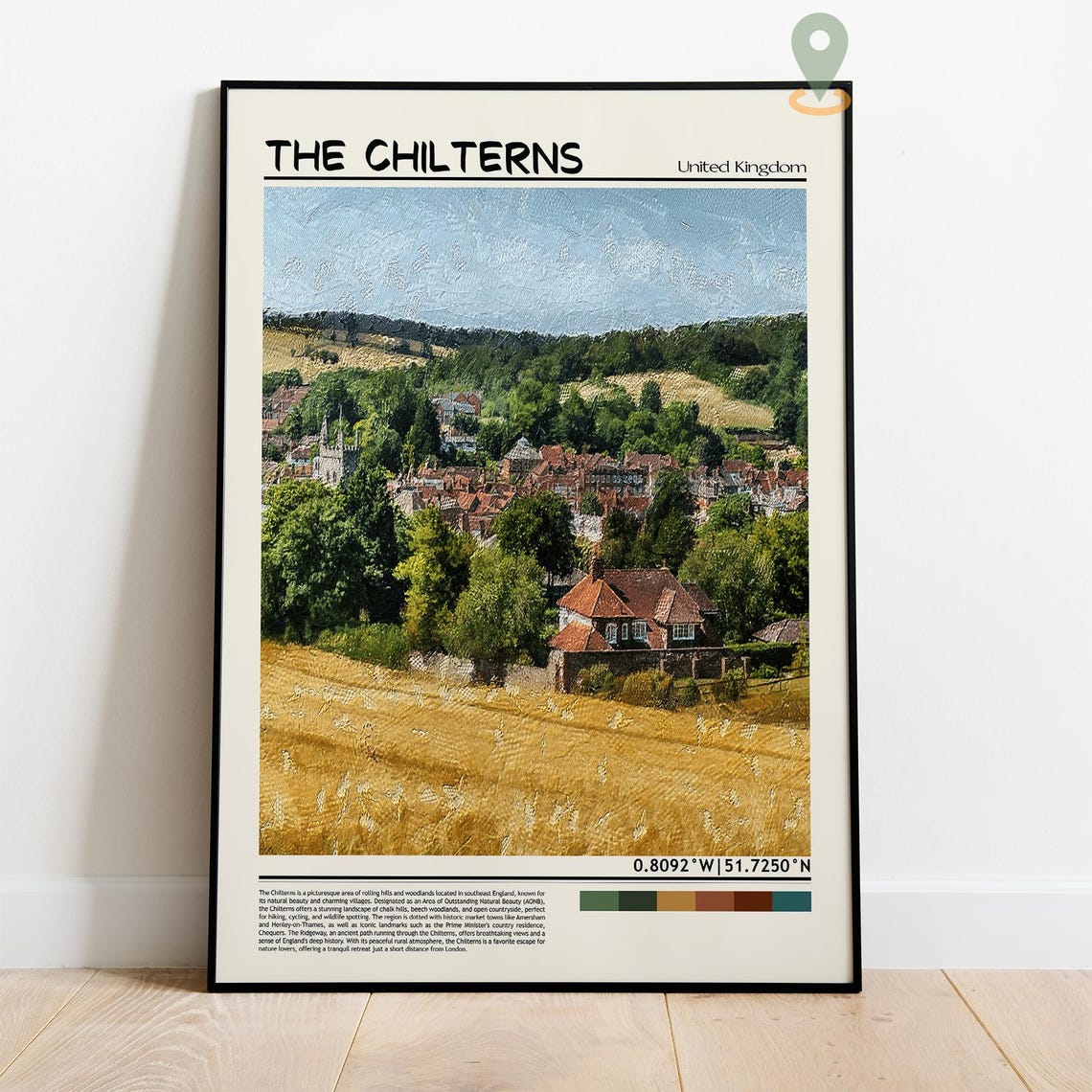 The Chilterns England Village Church Countryside Travel Poster - Image 4