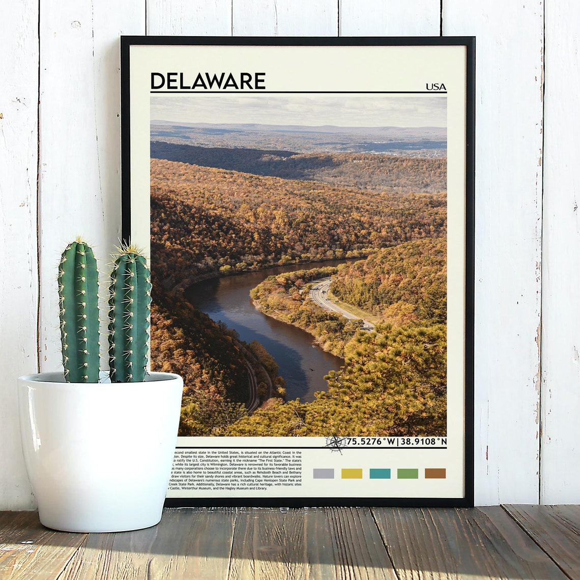 Delaware USA Autumn River Valley Fall Foliage Nature Travel Poster - Image 5