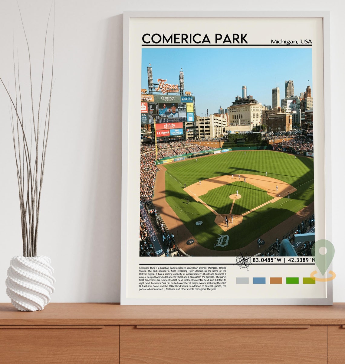 Comerica Park Michigan Detroit Tigers Baseball Stadium Poster - Image 2