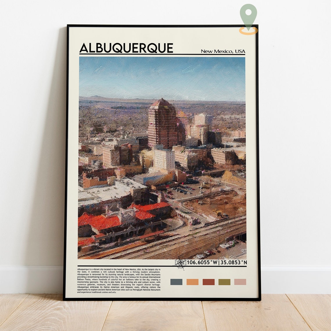 Albuquerque New Mexico Downtown Skyline Watercolor City Poster - Image 5