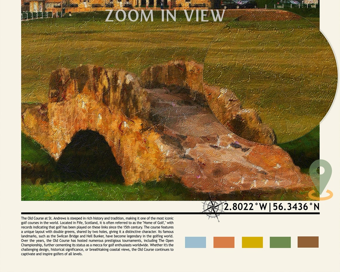 St Andrews Old Course Swilcan Bridge Golf Clubhouse Art Poster - Image 4