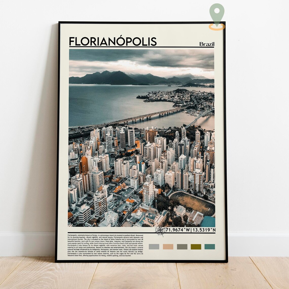 Florianopolis Brazil Island City Aerial Travel Photography Poster - Image 5