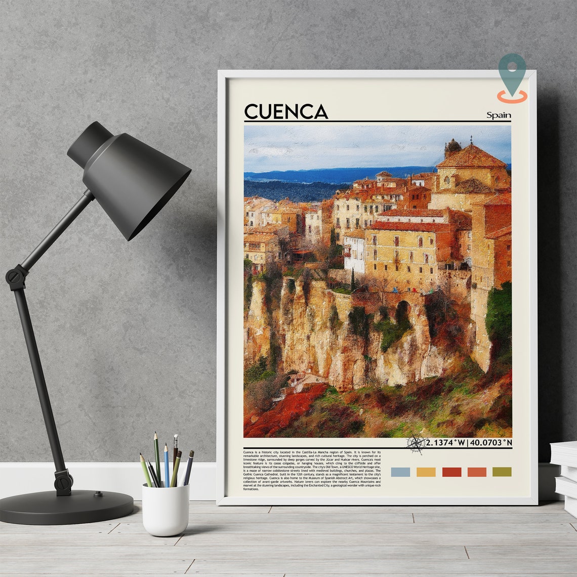 Cuenca Spain Hanging Houses Cliffside Old Town Travel Poster - Image 5