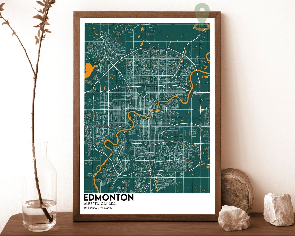 Edmonton Alberta Canada Bold Red Minimal City Street Map Poster - Image 6
