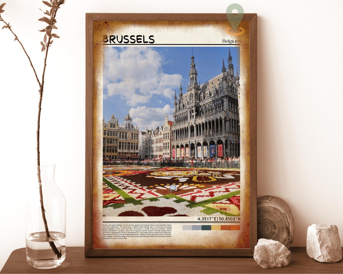 Brussels Belgium Grand Place Flower Carpet Square Photo Poster - Image 6
