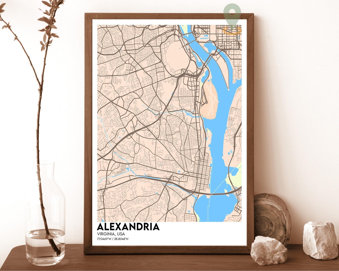 Alexandria Virginia City Street Map Navy Gold Poster Wall Decor - Image 5