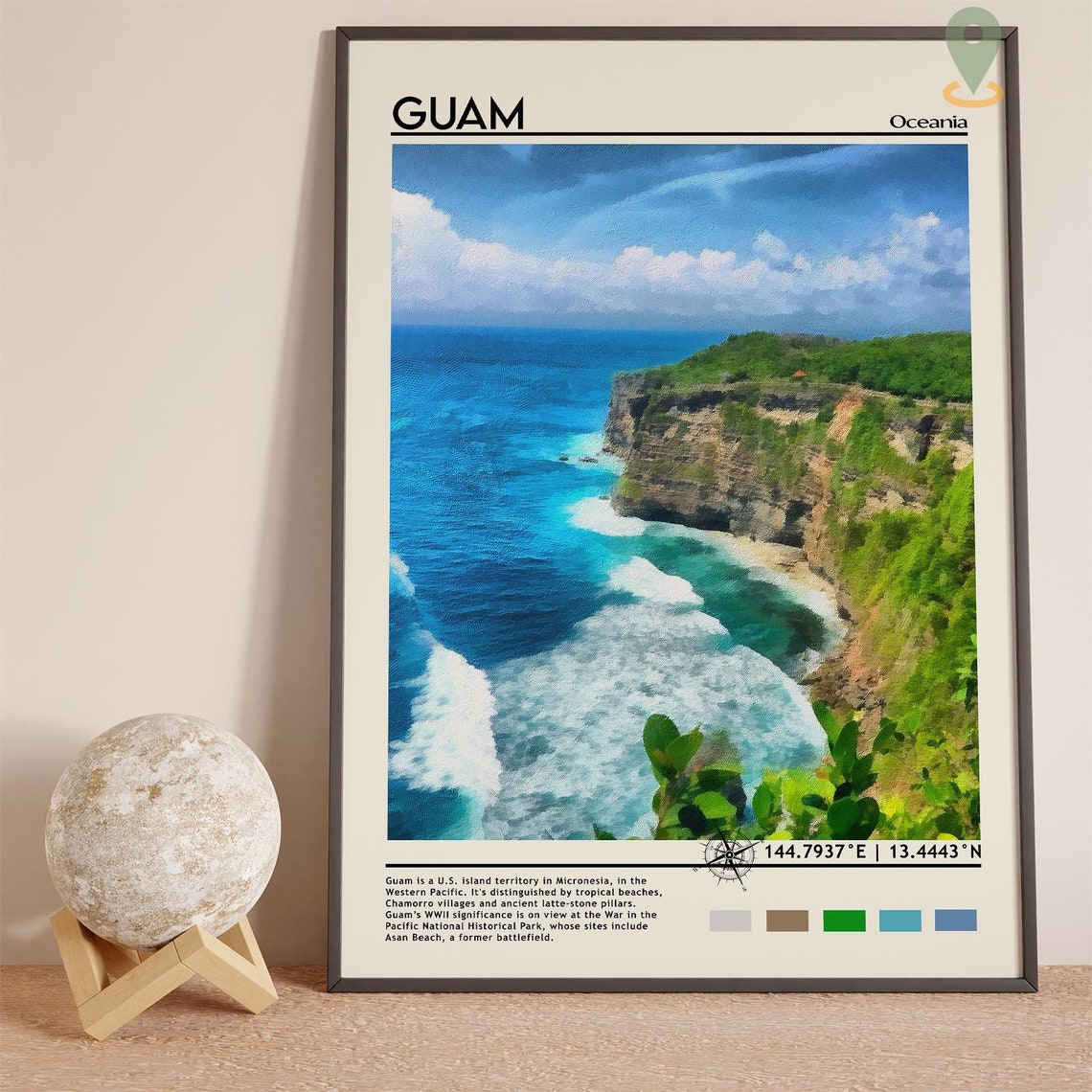 Guam Oceania Turquoise Sea Cliffs Tropical Island Coast Travel Poster - Image 2