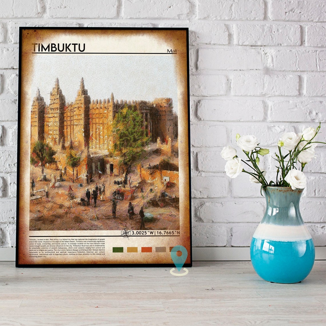 Timbuktu Mali Djinguereber Mud Mosque Desert Historic Travel Poster - Image 4