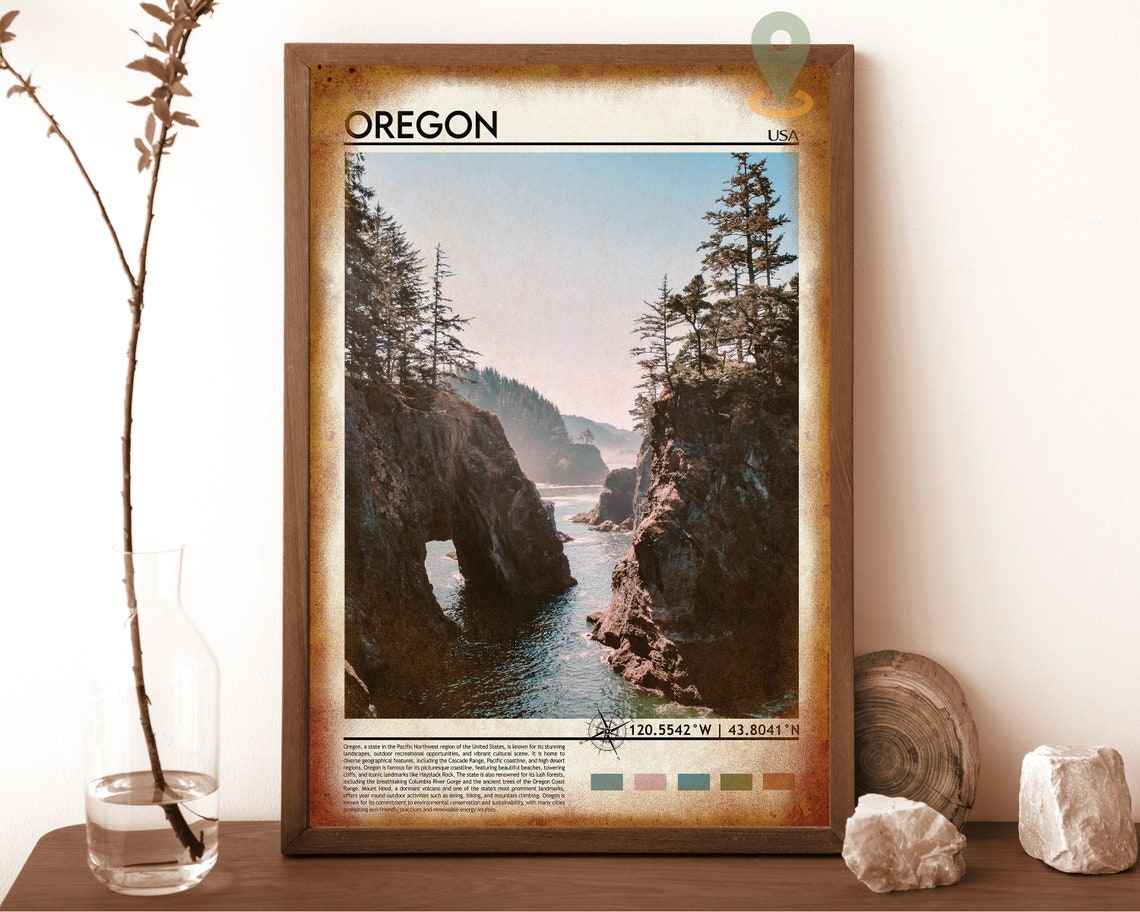 Oregon USA Rugged Sea Cliffs Pacific Coast Nature Travel Poster - Image 6