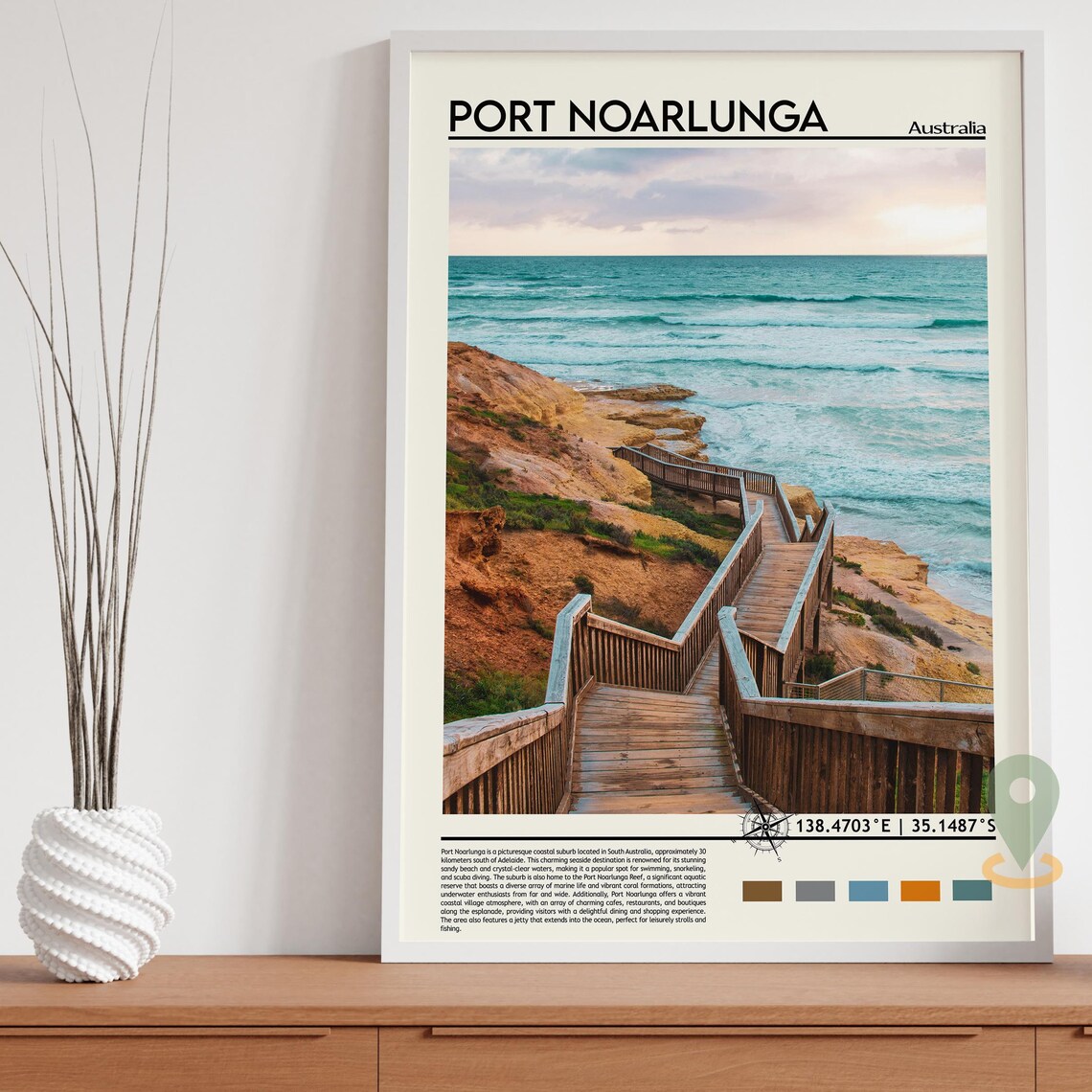 Port Noarlunga Australia Coastal Boardwalk Beach Ocean Photo Poster - Image 3