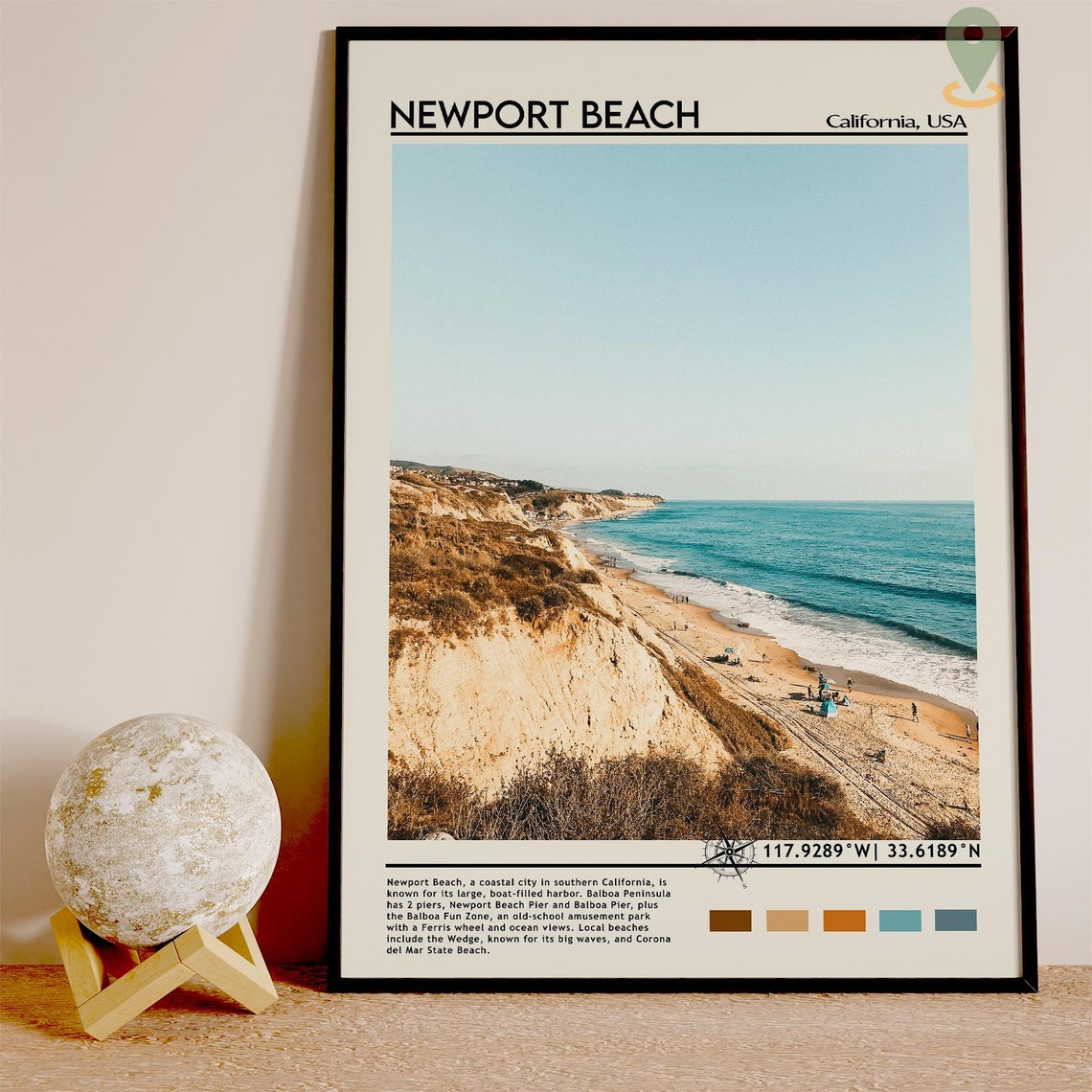 Newport Beach California Golden Cliffs Surf Beach Travel Poster - Image 4