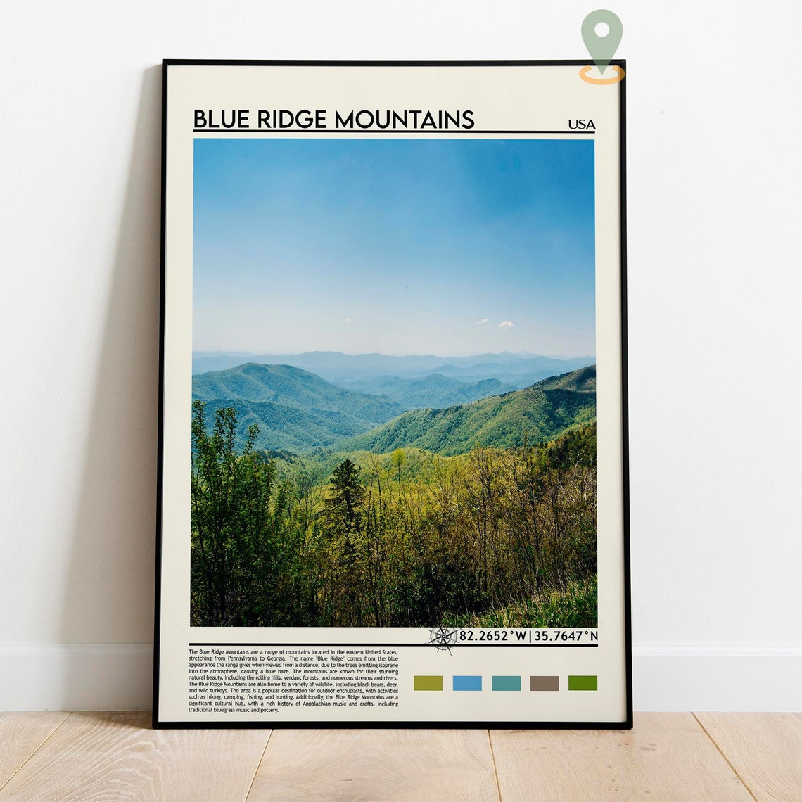 Blue Ridge Mountains USA Layered Peaks Photo Nature Travel Wall Art - Image 3