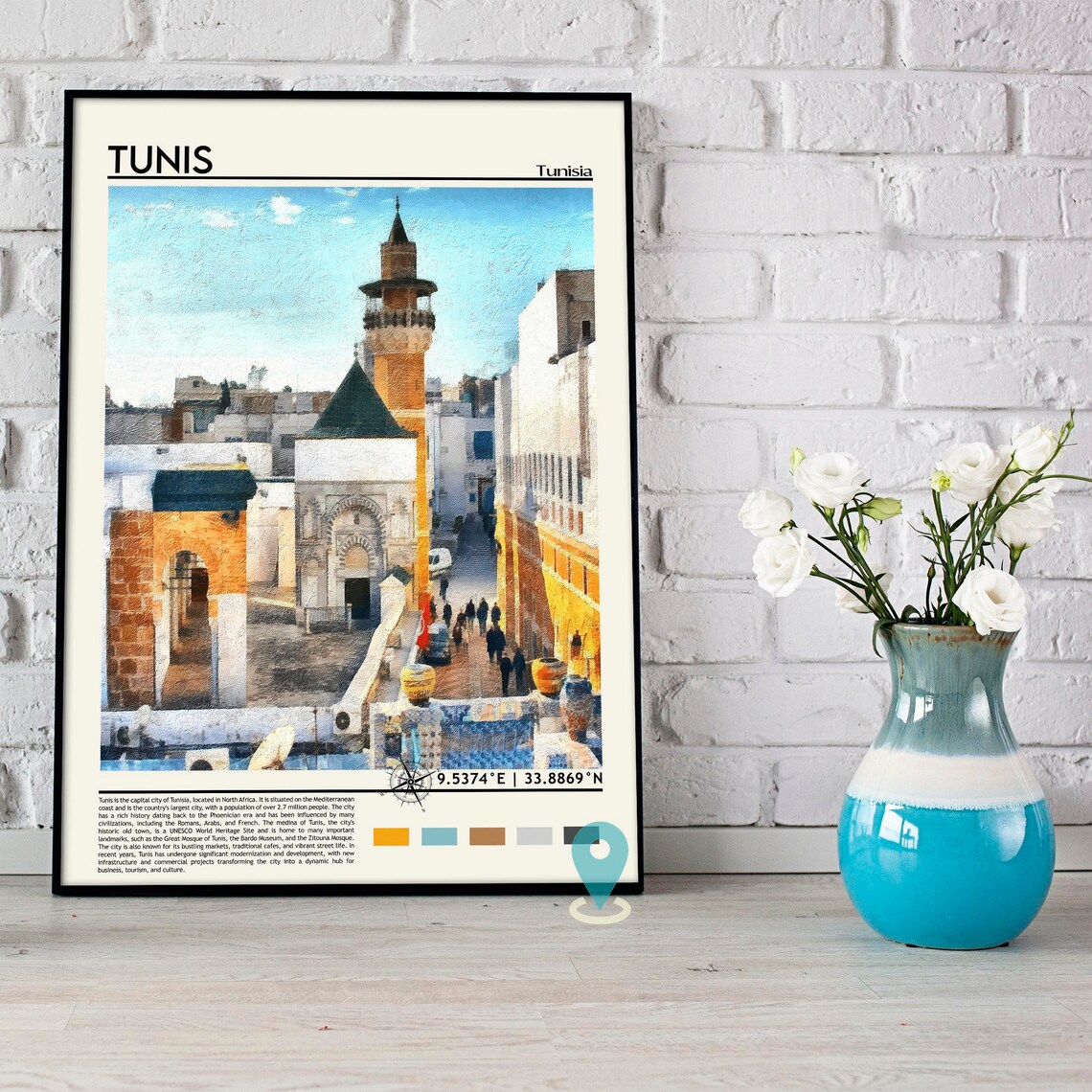 Tunis Tunisia Ancient Medina Minaret Street Scene Travel Poster - Image 5