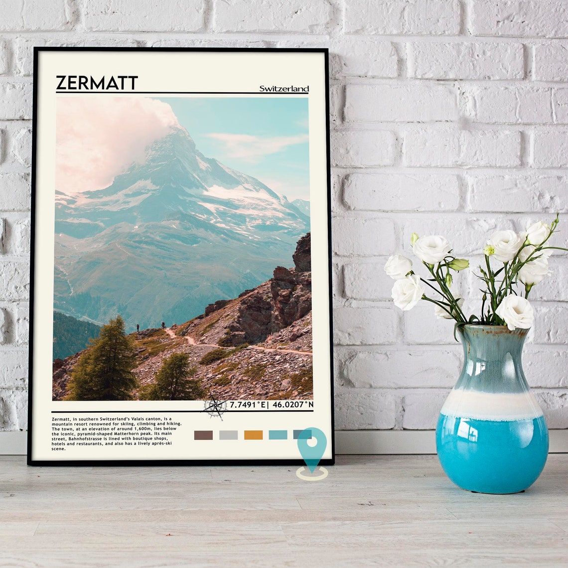 Zermatt Print Vintage Zermatt Poster Zermatt Art Zermatt Poster Zermatt Photo Zermatt Poster Print Switzerland Poster Travel Gift - Image 5