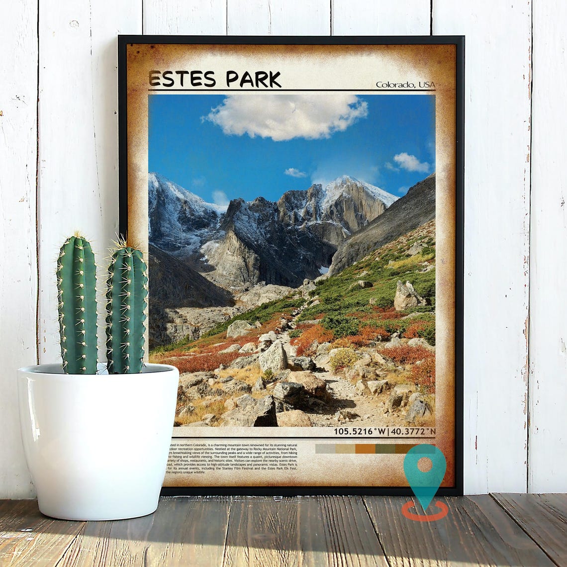 Estes Park Colorado Snowy Rocky Mountain Peaks Travel Poster - Image 2