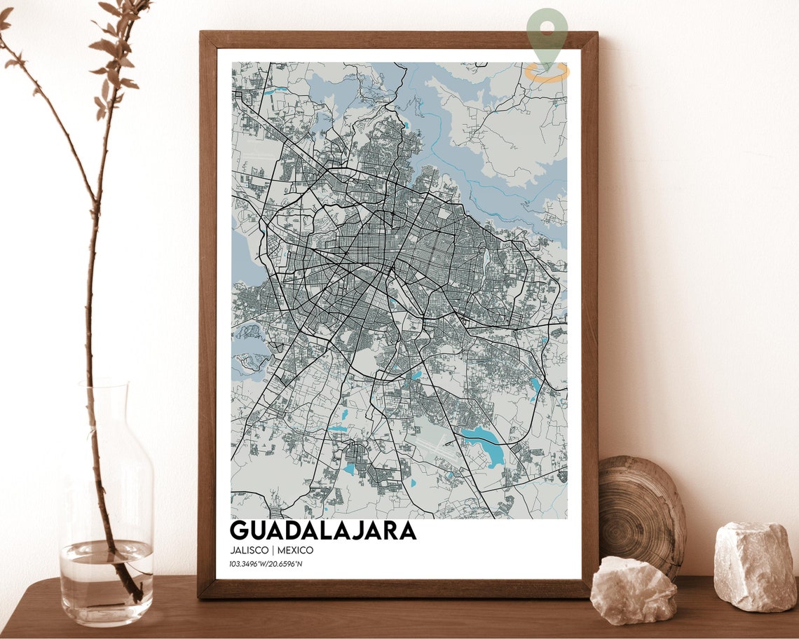 Guadalajara Jalisco Mexico Navy Green City Map Home Decor Poster - Image 2