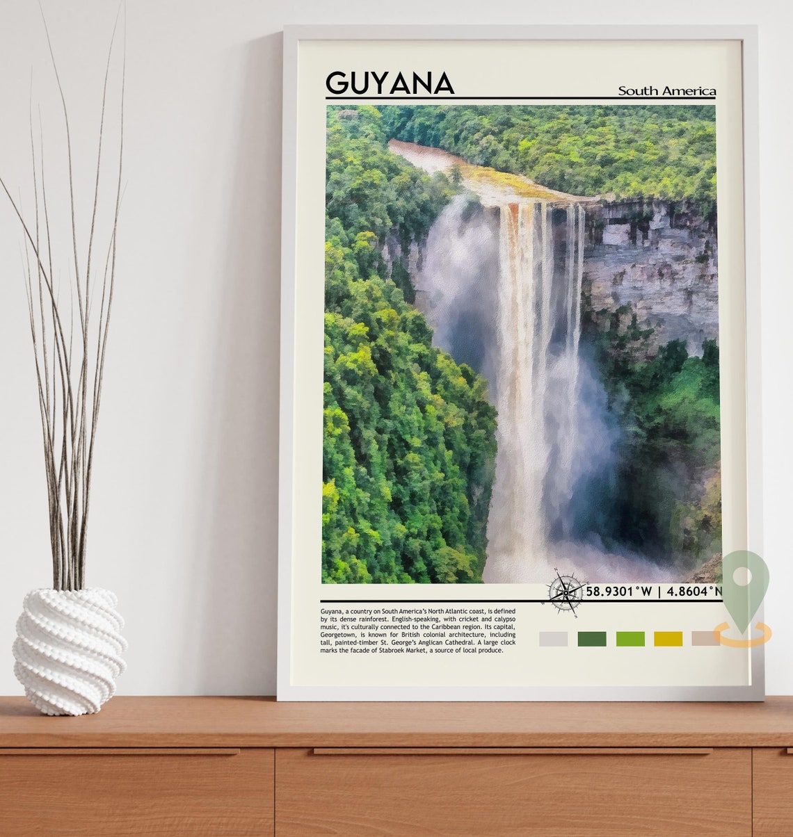 Guyana South America Rainforest Waterfall Jungle Falls Poster - Image 5