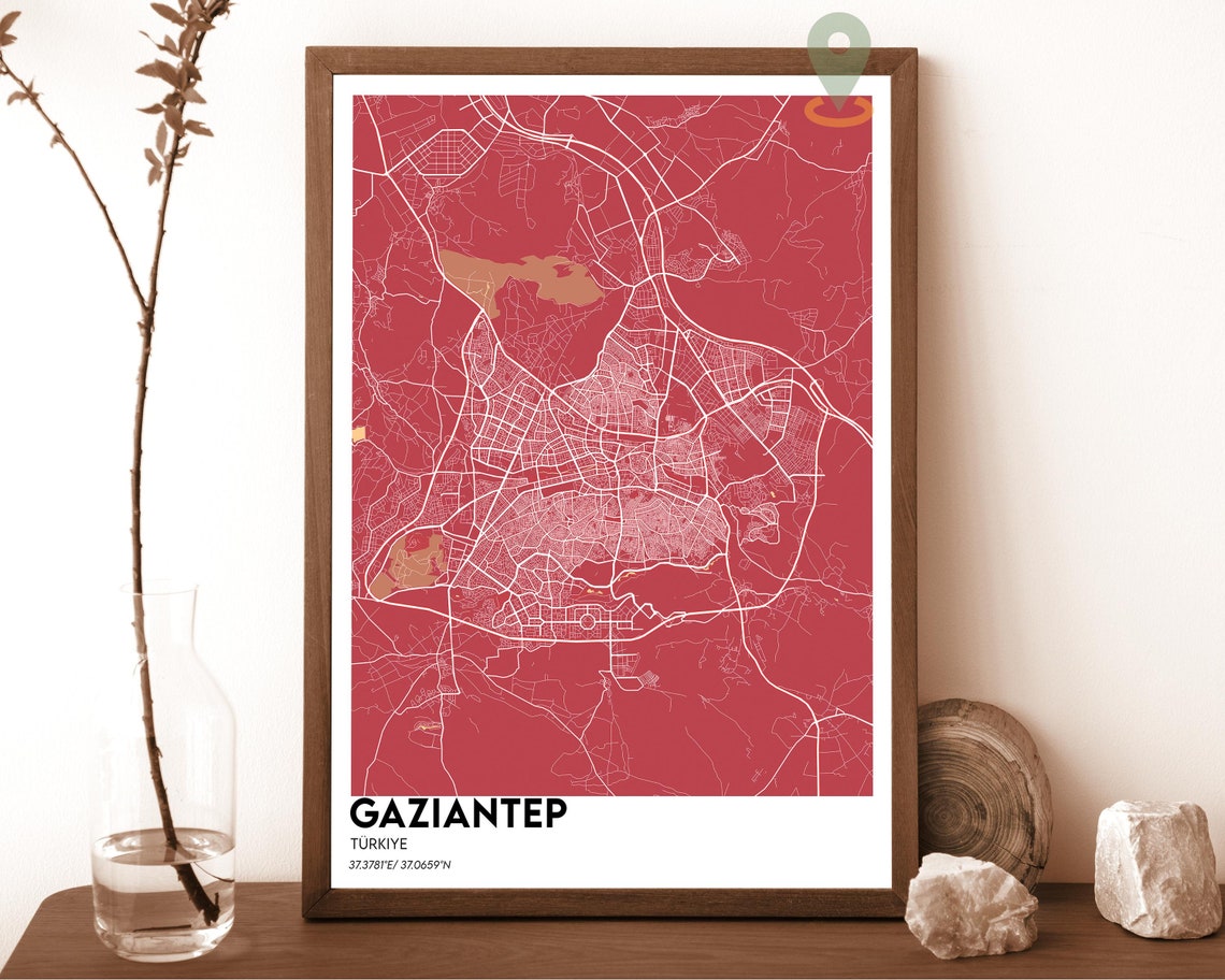 Gaziantep Turkiye Minimalist Navy City Map Street Art Poster - Image 4
