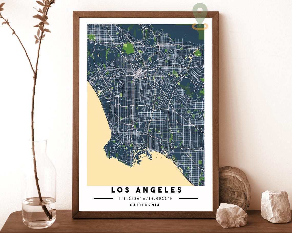 Los Angeles Map Los Angeles Map Print Los Angeles Wall Art Los Angeles Travel Poster Los Angeles Poster Los Angeles California