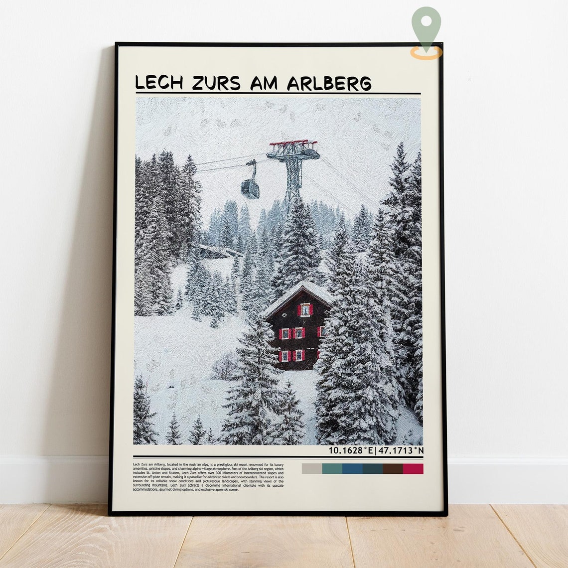 Lech Zurs am Arlberg Snowy Alpine Chalet Gondola Resort Poster - Image 4