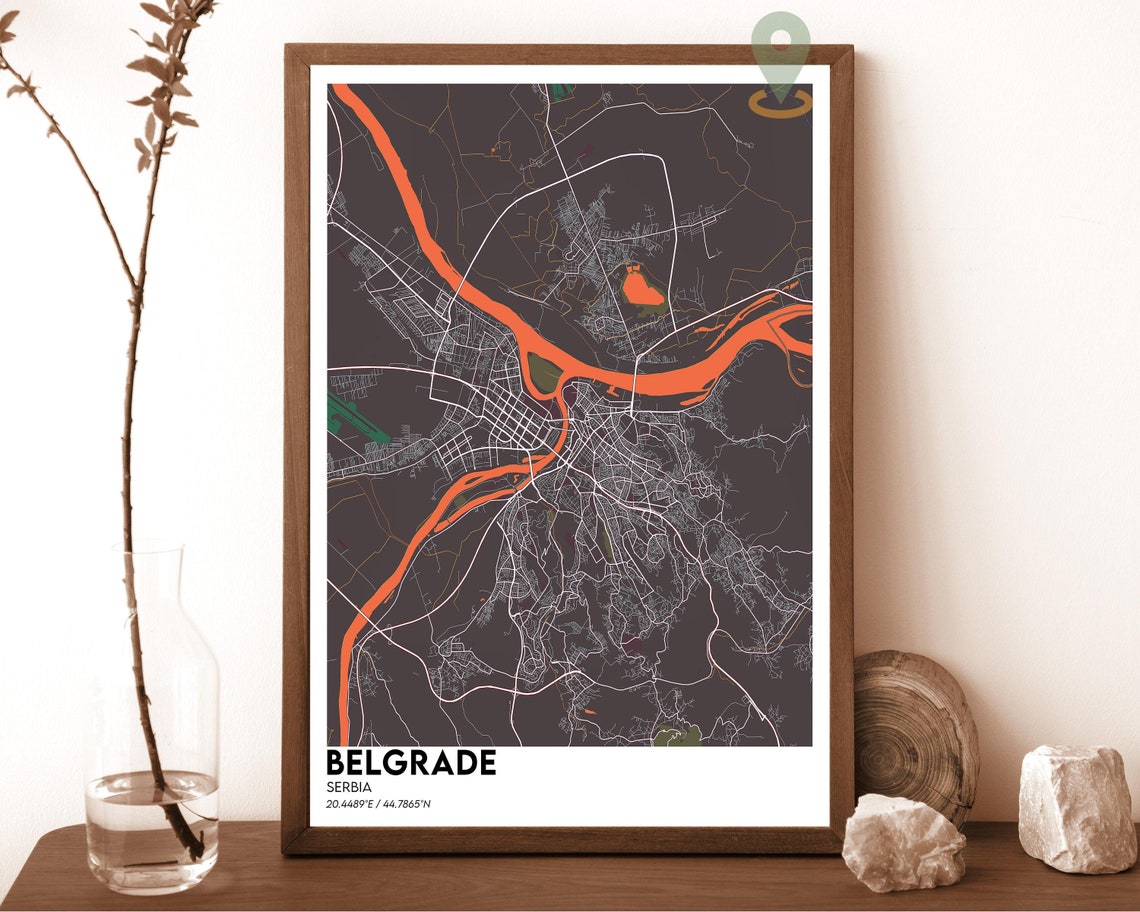 Belgrade Serbia Emerald Green Danube River City Map Decor Poster - Image 5
