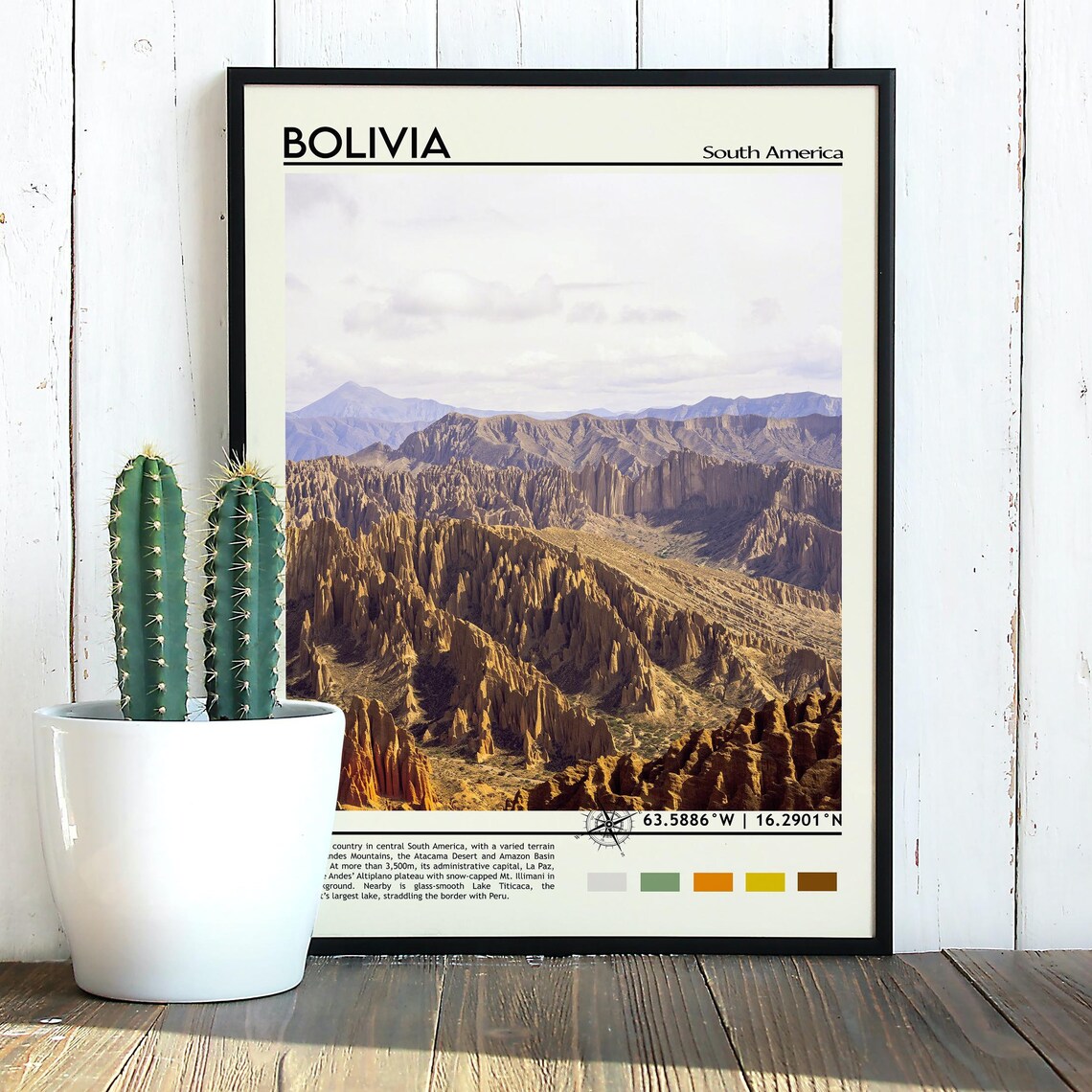 Bolivia South America Andes Mountain Rock Formations Desert Poster - Image 5