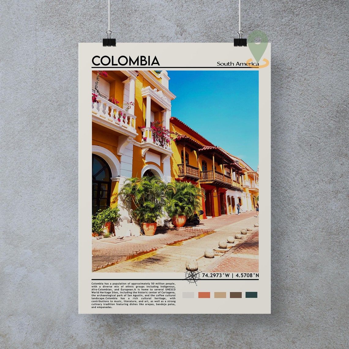 Colombia Print Colombia Art Colombia Poster Colombia Photo Colombia Poster Print Colombia Painting Bogot Travel Poster Vintage Art - Image 3