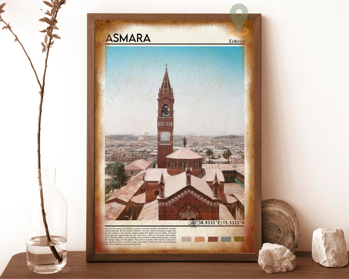 Asmara Eritrea Cathedral Bell Tower Historic City View Poster - Image 6