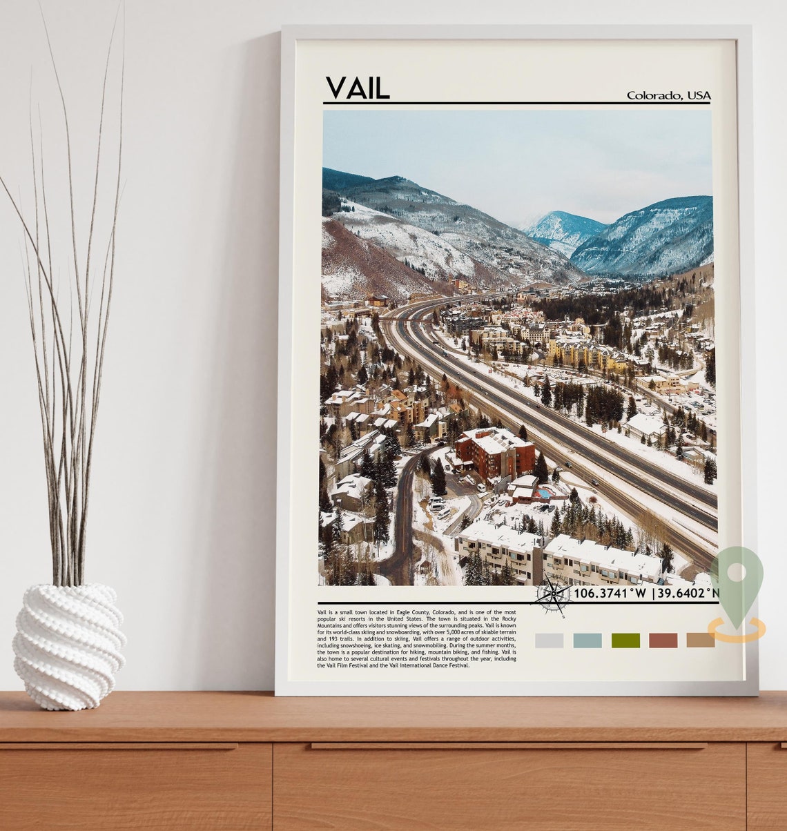 Vail Colorado Ski Resort Snowy Rocky Mountains Winter Sports Poster - Image 3