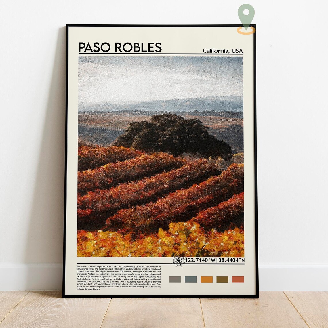 Paso Robles California Autumn Vineyard Wine Country Travel Poster - Image 2