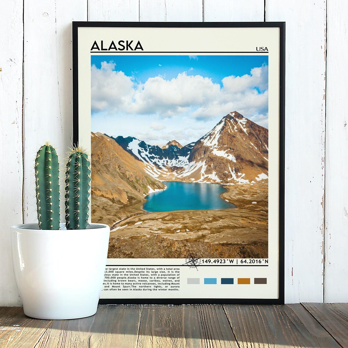Alaska USA Snowy Mountain Lake Landscape Photo Travel Poster - Image 5
