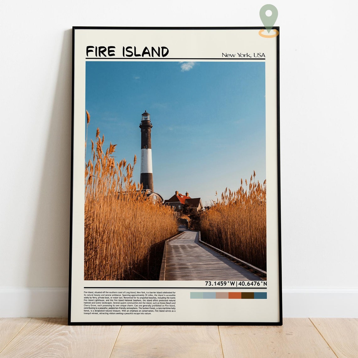 Fire Island New York Lighthouse Boardwalk Sunset Travel Poster - Image 2