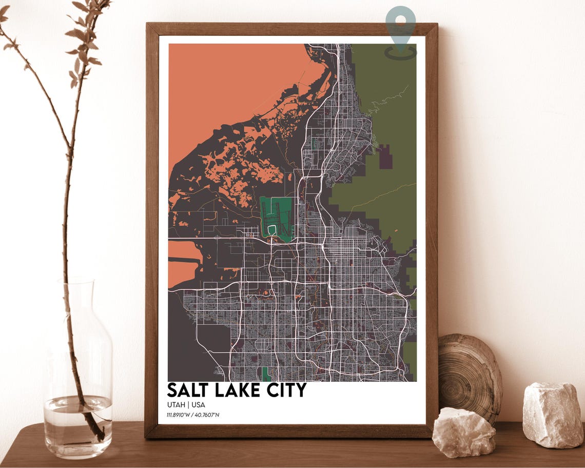 Salt Lake City Map Poster Salt Lake City Map Print Salt Lake City Personalized Map Art Salt Lake City Travel Poster Salt Lake City Utah - Image 5