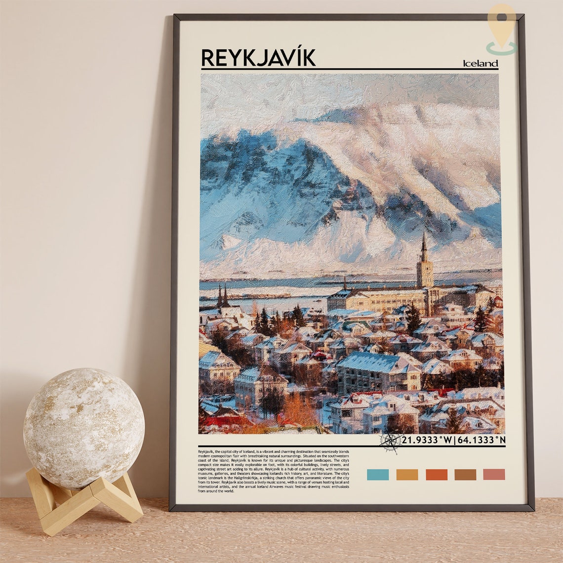 Reykjavik Iceland Snowy Capital Mountain Winter View Travel Poster - Image 5
