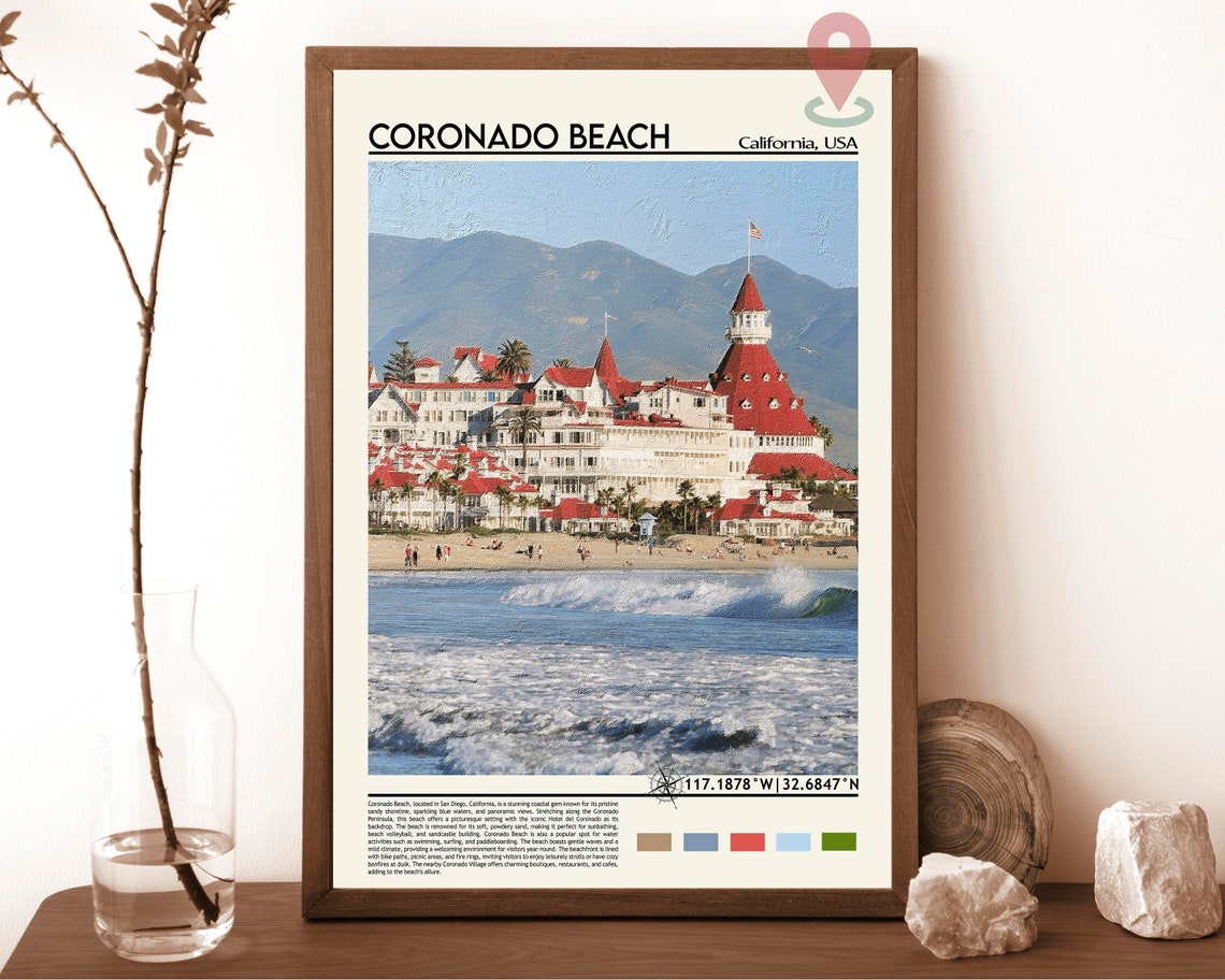 Coronado Beach California Historic Hotel Coast Travel Poster