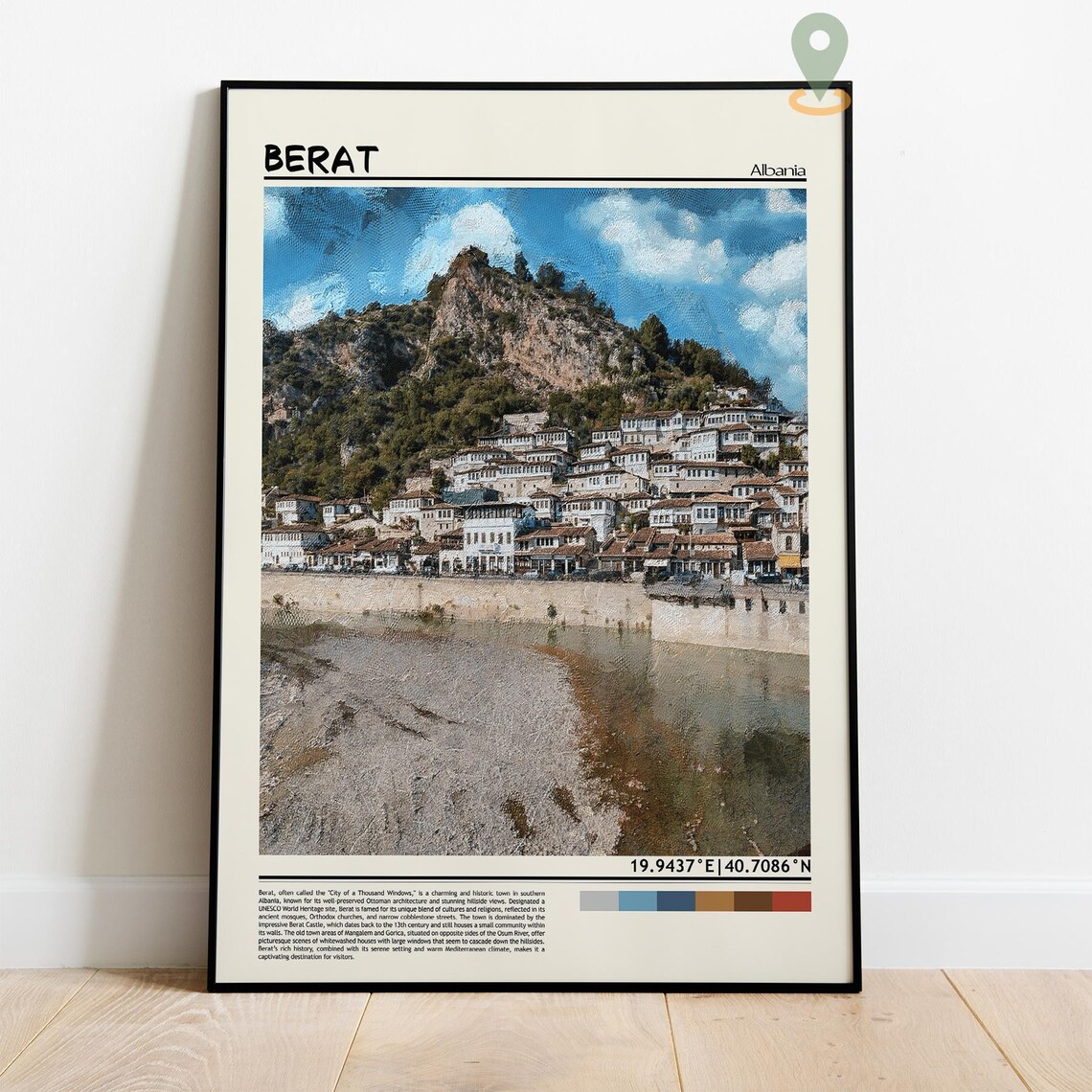 Berat Albania City of a Thousand Windows Hillside Travel Poster - Image 4