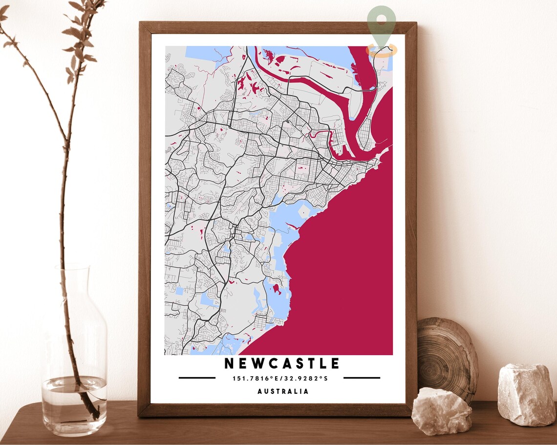 Newcastle Australia City Street Map Coastal Art Print for Australian Homes - Image 3