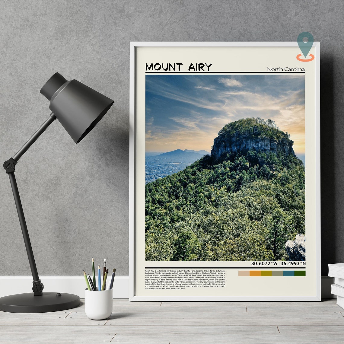 Mount Airy North Carolina Forest Mountain Rock Knob View Poster - Image 2