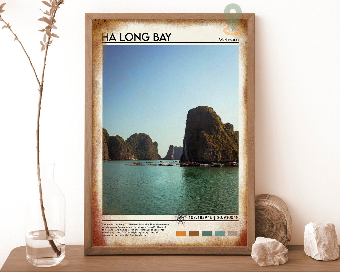 Ha Long Bay Print Vintage Poster Ha Long Bay Wall Art Ha Long Bay Poster Ha Long Bay Photo Ha Long Bay Poster Print Vietnam Poster - Image 6