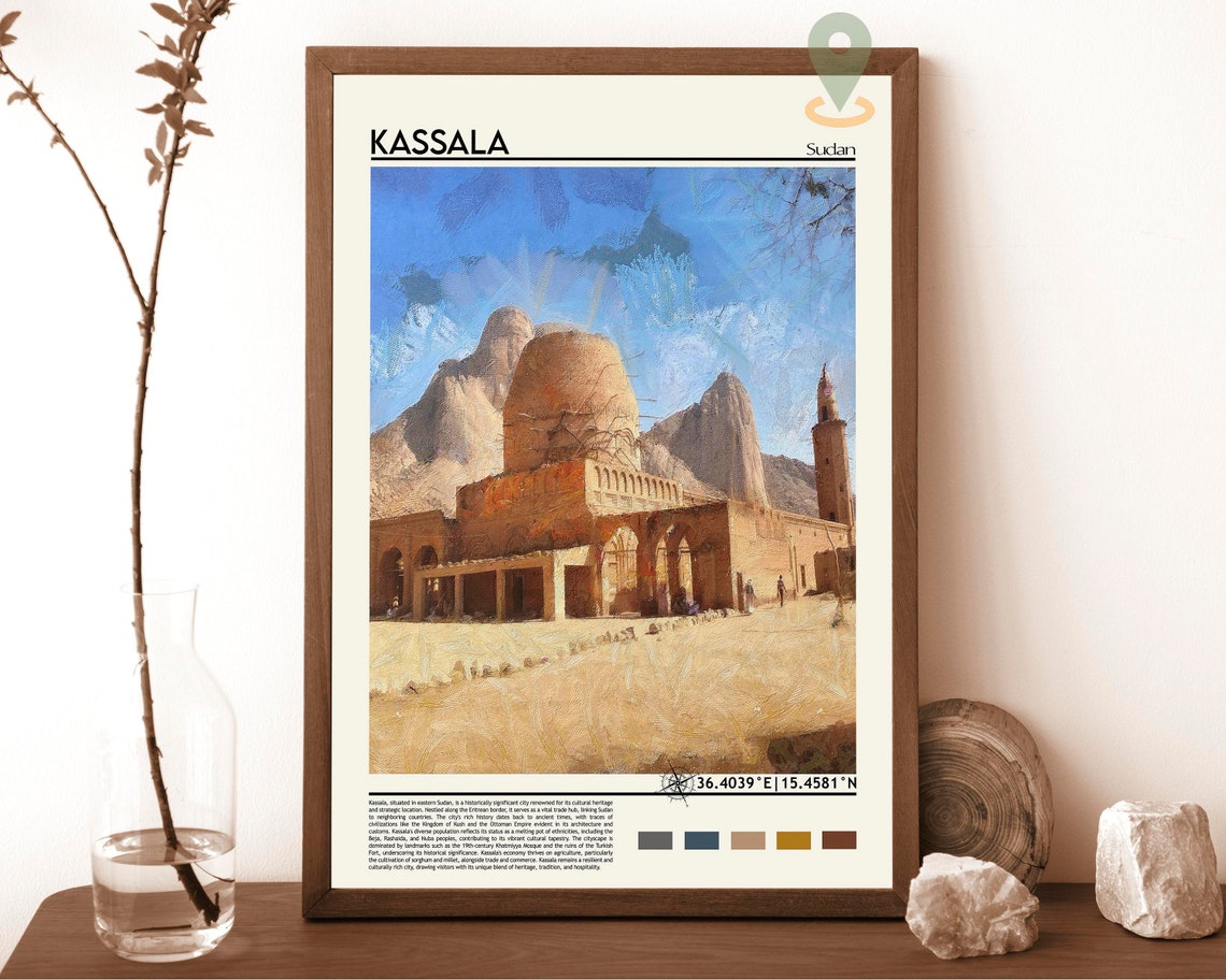 Kassala Sudan Desert Mosque Taka Mountain Ancient Landmark Poster